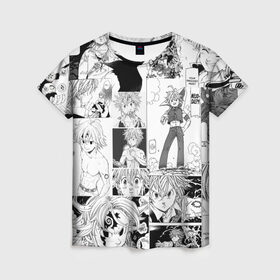Женская футболка 3D с принтом Мелиодас , 100% полиэфир ( синтетическое хлопкоподобное полотно) | прямой крой, круглый вырез горловины, длина до линии бедер | nanatsu no taizai | аниме | бан | гаутер | грехи | диана | кинг | манга | мелиода | мелиодас | мерлин | эсканор