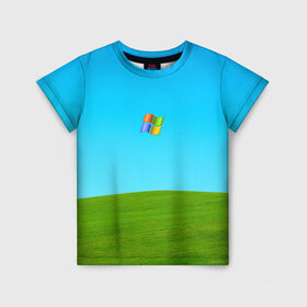 Детская футболка 3D с принтом Windows XP , 100% гипоаллергенный полиэфир | прямой крой, круглый вырез горловины, длина до линии бедер, чуть спущенное плечо, ткань немного тянется | win | windows | xp | вин | икспи | хп