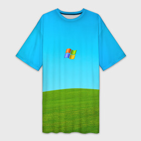 Платье-футболка 3D с принтом Windows XP ,  |  | win | windows | xp | вин | икспи | хп