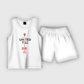 Детская пижама с шортами хлопок с принтом United till die ,  |  | devils | fc | manchester | mu | red | united | англия | дьяволы | красные | манчестер | мю | юнайтед
