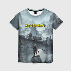 Женская футболка 3D с принтом The Elder Scrolls , 100% полиэфир ( синтетическое хлопкоподобное полотно) | прямой крой, круглый вырез горловины, длина до линии бедер | skirim | tegunvteg | the elder scrolls | драконы | скайрим