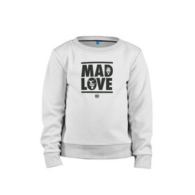 Детский свитшот хлопок с принтом Mad love , 100% хлопок | круглый вырез горловины, эластичные манжеты, пояс и воротник | Тематика изображения на принте: 14 февраля | harley quinn | joker | vdkimel | день святого валентина | джокер | харли квинн