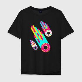Мужская футболка хлопок Oversize с принтом Donut Meteorites , 100% хлопок | свободный крой, круглый ворот, “спинка” длиннее передней части | donuts | пончики | пончики метеориты