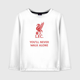 Детский лонгслив хлопок с принтом Youll never walk alone , 100% хлопок | круглый вырез горловины, полуприлегающий силуэт, длина до линии бедер | 