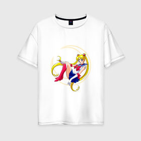 Женская футболка хлопок Oversize с принтом Sailor Moon , 100% хлопок | свободный крой, круглый ворот, спущенный рукав, длина до линии бедер
 | anime | manga | sailor moon | аниме | манга | сейлор мун | сейлормун