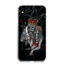 Чехол для iPhone XS Max матовый с принтом The Skull King and Queen , Силикон | Область печати: задняя сторона чехла, без боковых панелей | Тематика изображения на принте: art | gold skull | queen | skull king | the skull king and queen | арт | буби | дама | золотой череп | игральные карты | игроку | карты | кинжал | король | король и дама | король и королева | крести | любовь | он и она | пики | покер