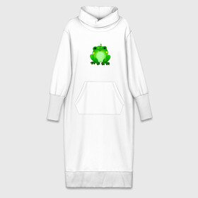 Платье удлиненное хлопок с принтом Жаба с листиком ,  |  | Тематика изображения на принте: жаба | зеленая | лягуха | лягушка | милая | с листочком