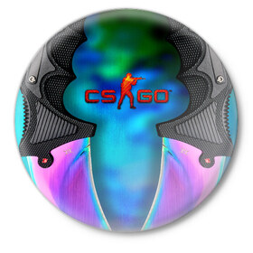 Значок с принтом CS GO blue gem ,  металл | круглая форма, металлическая застежка в виде булавки | counter strike | cs go | контра
