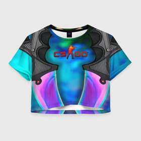 Женская футболка Crop-top 3D с принтом CS GO blue gem , 100% полиэстер | круглая горловина, длина футболки до линии талии, рукава с отворотами | counter strike | cs go | контра