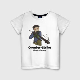 Детская футболка хлопок с принтом CS GO Снайпер , 100% хлопок | круглый вырез горловины, полуприлегающий силуэт, длина до линии бедер | counter strike | cs go | terrorist | контр страйк | кс го | снайпер | террорист