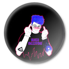 Значок с принтом OniixxOneMur ,  металл | круглая форма, металлическая застежка в виде булавки | art | music | neon | oniixxone | tatoo