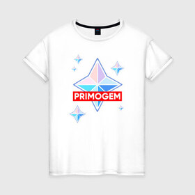 Женская футболка хлопок с принтом PRIMOGEM , 100% хлопок | прямой крой, круглый вырез горловины, длина до линии бедер, слегка спущенное плечо | 