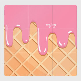 Магнитный плакат 3Х3 с принтом Мороженое Рожок , Полимерный материал с магнитным слоем | 9 деталей размером 9*9 см | Тематика изображения на принте: enjoy | вафля | мороженко | мороженое | рожок | удовольствие | я мороженое