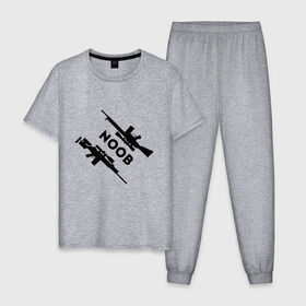 Мужская пижама хлопок с принтом CS GO NOOB (+спина) (Z) , 100% хлопок | брюки и футболка прямого кроя, без карманов, на брюках мягкая резинка на поясе и по низу штанин
 | Тематика изображения на принте: 