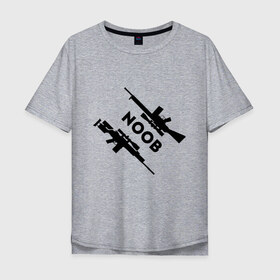 Мужская футболка хлопок Oversize с принтом CS GO NOOB (+спина) (Z) , 100% хлопок | свободный крой, круглый ворот, “спинка” длиннее передней части | Тематика изображения на принте: 