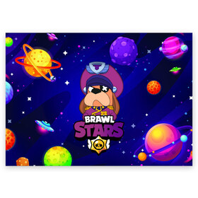 Поздравительная открытка с принтом Brawl Stars - Генерал Гавс , 100% бумага | плотность бумаги 280 г/м2, матовая, на обратной стороне линовка и место для марки
 | Тематика изображения на принте: 2020 | 2021 | brawl | colonel | dog | leon | ruffus | space | stars | бравл | браво | гавс | генерал | корабль | космический | космос | леон | лион | новые | новый | персонаж | персонажи | пес | планеты | собака | страс