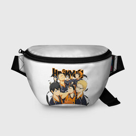 Поясная сумка 3D с принтом ВОЛЕЙБОЛ!! HAIKYUU!! , 100% полиэстер | плотная ткань, ремень с регулируемой длиной, внутри несколько карманов для мелочей, основное отделение и карман с обратной стороны сумки застегиваются на молнию | anime | haikyu | haikyuu | karasuno | аниме | волейбол | ворон | карасуно | манга | мяч | сёё хината