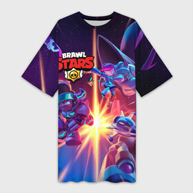 Платье-футболка 3D с принтом StarrForce ,  |  | brawl | brawl ruffs | brawl stars | brawler | colette | colonel ruffs | leon | new brawler | ruffs | ruffus | space ox bull | астробык булл | бравл | бравл гавс | бравл старс | бравлер | гавс | генерал гавс | генерал пес | колетт | лео