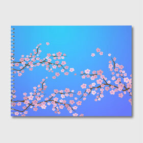 Альбом для рисования с принтом Цветы сакуры , 100% бумага
 | матовая бумага, плотность 200 мг. | Тематика изображения на принте: 8 марта | вишня | дерево | минимализм | нежность | растение | сакура | флора | цветение | цветок | цветы | япония