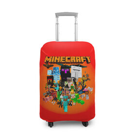 Чехол для чемодана 3D с принтом Minecraft персонажи , 86% полиэфир, 14% спандекс | двустороннее нанесение принта, прорези для ручек и колес | 