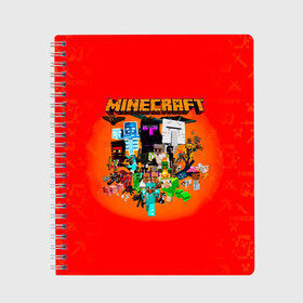 Тетрадь с принтом Minecraft персонажи , 100% бумага | 48 листов, плотность листов — 60 г/м2, плотность картонной обложки — 250 г/м2. Листы скреплены сбоку удобной пружинной спиралью. Уголки страниц и обложки скругленные. Цвет линий — светло-серый
 | 