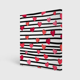 Холст квадратный с принтом Hearts Pattern , 100% ПВХ |  | 14 февраля | валентинка | день всех влюбленных | день святого валентина | иконки | любовь | сердца | символы | узор