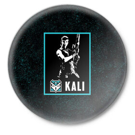 Значок с принтом Kali ,  металл | круглая форма, металлическая застежка в виде булавки | kali | r6s | rainbow six siege | кали | оперативник | персонаж