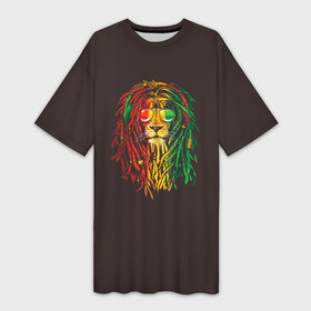 Платье-футболка 3D с принтом Bob lion ,  |  | bob_marley | dreadlocks | hippie | jamaica | lion | reggae | боб марли | дреды | регги | хиппи | ямайка
