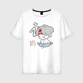 Женская футболка хлопок Oversize с принтом BTS sleep , 100% хлопок | свободный крой, круглый ворот, спущенный рукав, длина до линии бедер
 | bts | k pop | kpop | rm | аниме | бтс | ви | джей хоуп | джонгук | кпоп | сюга | чимин | чин | япония