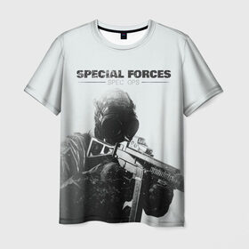 Мужская футболка 3D с принтом Special Forces , 100% полиэфир | прямой крой, круглый вырез горловины, длина до линии бедер | 
