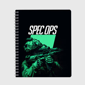 Тетрадь с принтом Spec Ops , 100% бумага | 48 листов, плотность листов — 60 г/м2, плотность картонной обложки — 250 г/м2. Листы скреплены сбоку удобной пружинной спиралью. Уголки страниц и обложки скругленные. Цвет линий — светло-серый
 | 