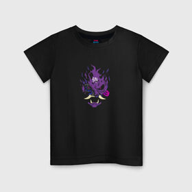 Детская футболка хлопок с принтом Samurai - purple , 100% хлопок | круглый вырез горловины, полуприлегающий силуэт, длина до линии бедер | cyberpunk 2077 | samurai | киберанк 2077 | огонь | пламя | самурай