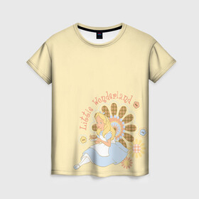 Женская футболка 3D с принтом Little Wonderland , 100% полиэфир ( синтетическое хлопкоподобное полотно) | прямой крой, круглый вырез горловины, длина до линии бедер | alice | alice in wonderland | vdosadir | алиса | алиса в стране чудес