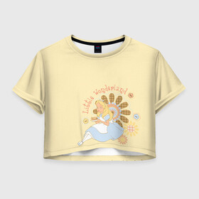 Женская футболка Crop-top 3D с принтом Little Wonderland , 100% полиэстер | круглая горловина, длина футболки до линии талии, рукава с отворотами | alice | alice in wonderland | vdosadir | алиса | алиса в стране чудес