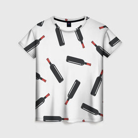 Женская футболка 3D с принтом винишко , 100% полиэфир ( синтетическое хлопкоподобное полотно) | прямой крой, круглый вырез горловины, длина до линии бедер | бутылка | вино