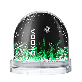 Снежный шар с принтом SKODA , Пластик | Изображение внутри шара печатается на глянцевой фотобумаге с двух сторон | auto | fire | green | logo | skoda | vag | авто | ваг | водителям | зеленый | логотип | машины | огонь | шкода