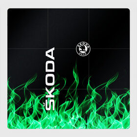 Магнитный плакат 3Х3 с принтом SKODA , Полимерный материал с магнитным слоем | 9 деталей размером 9*9 см | auto | fire | green | logo | skoda | vag | авто | ваг | водителям | зеленый | логотип | машины | огонь | шкода