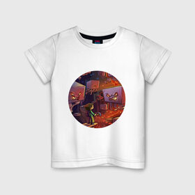 Детская футболка хлопок с принтом Нижний мир , 100% хлопок | круглый вырез горловины, полуприлегающий силуэт, длина до линии бедер | minecraft | nether | ад | гаст | майнкрафт | стив