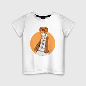 Детская футболка хлопок с принтом Девушка снеговик из Minecraft , 100% хлопок | круглый вырез горловины, полуприлегающий силуэт, длина до линии бедер | girl | snowman | аниме | девочка | майнкрафт | снеговик