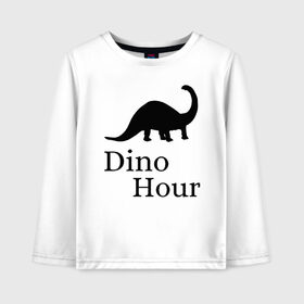 Детский лонгслив хлопок с принтом DinoHour , 100% хлопок | круглый вырез горловины, полуприлегающий силуэт, длина до линии бедер | dino | dinohour | dinosaur | дино | динозавр