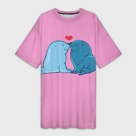 Платье-футболка 3D с принтом Любовь ,  |  | 14 февраля | hello kitty | i love you | love is | валентин | день святого | животные | игрушка | иероглифы | любовь | мишка | надпись | наука | парные | подушки | поцелуй | сердце | текст | тюлени | химия | я тебя люблю