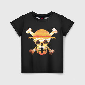 Детская футболка 3D с принтом One piece , 100% гипоаллергенный полиэфир | прямой крой, круглый вырез горловины, длина до линии бедер, чуть спущенное плечо, ткань немного тянется | anime | one piece | аниме | анимэ | большой куш | ван пис | король пиратов | луффи | пират | пираты | пираты соломенной шляпы | рыжий шанкс | эйтиро одо
