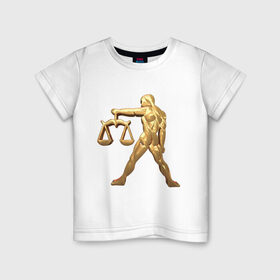 Детская футболка хлопок с принтом Весы , 100% хлопок | круглый вырез горловины, полуприлегающий силуэт, длина до линии бедер | libra | zodiac signs | весы | знаки зодиака | золотой рисунок