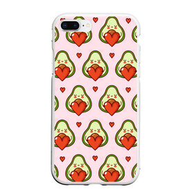 Чехол для iPhone 7Plus/8 Plus матовый с принтом Love Avocado , Силикон | Область печати: задняя сторона чехла, без боковых панелей | 14 февраля | love | авокадо | вкусняшка | день святого валентина | еда | любовь | паттерн | сердечко