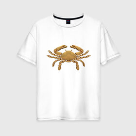 Женская футболка хлопок Oversize с принтом Рак , 100% хлопок | свободный крой, круглый ворот, спущенный рукав, длина до линии бедер
 | cancer | zodiac signs | знаки зодиака | золотой рисунок | рак