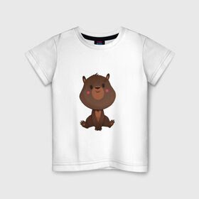 Детская футболка хлопок с принтом Медвежонок , 100% хлопок | круглый вырез горловины, полуприлегающий силуэт, длина до линии бедер | Тематика изображения на принте: косолапый | медведь | мишка | мишутка | парные