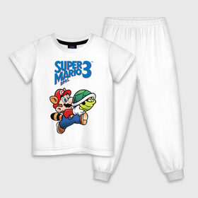 Детская пижама хлопок с принтом Smb3 , 100% хлопок |  брюки и футболка прямого кроя, без карманов, на брюках мягкая резинка на поясе и по низу штанин
 | Тематика изображения на принте: 16 bit | 16 бит | gumbo | nintendo | super mario | марио