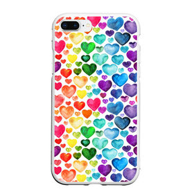 Чехол для iPhone 7Plus/8 Plus матовый с принтом Радужные сердечки , Силикон | Область печати: задняя сторона чехла, без боковых панелей | 8 марта | love | девочки | женская | любовь | подружке | сердечки