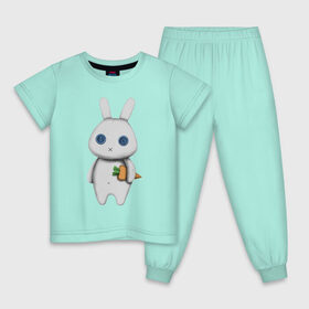 Детская пижама хлопок с принтом зайка , 100% хлопок |  брюки и футболка прямого кроя, без карманов, на брюках мягкая резинка на поясе и по низу штанин
 | hare | заяц | игрушка | кролик | морковь