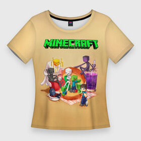 Женская футболка 3D Slim с принтом Minecraft ,  |  | minecraft | алекс | белый | блоки | ведьма | взрывчатка | визера | волк | гаст | добывать | дракон | зеленый куб | зомби | игра | крафт | крипер | кубики | лошадка | майн | майнкрафт | манкрафт | овечка | оцелот